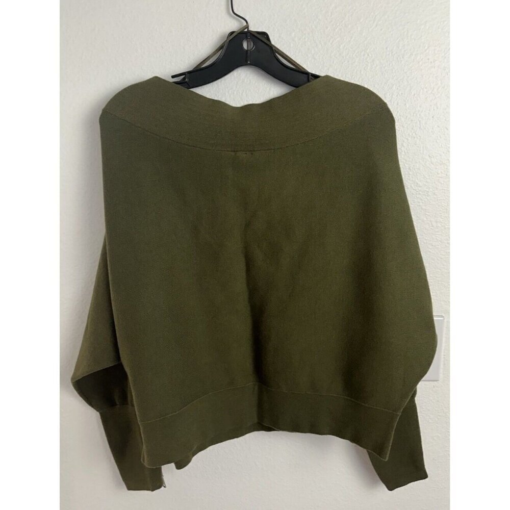 Free People  Hide and Seek Off Shoulder Pullover Sweater Size Small Green - Picture 10 of 10